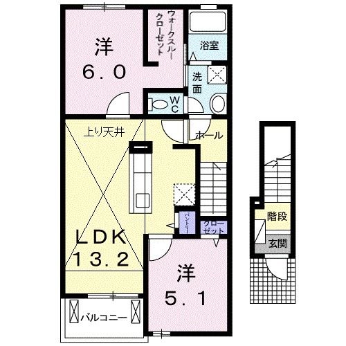 相馬郡新地町駒ケ嶺のアパートの間取り