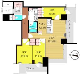 大阪市西区南堀江のマンションの間取り