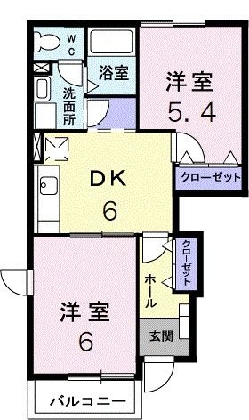 足利市若草町のアパートの間取り