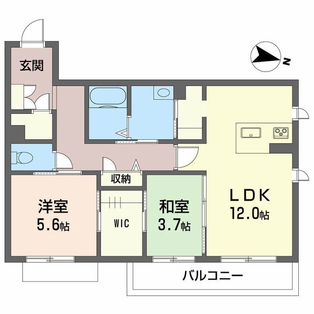 松山市余戸南のマンションの間取り