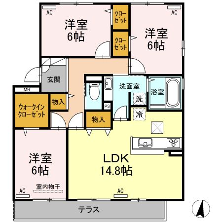 D-room桜町　A棟の間取り