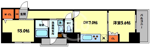 大阪市中央区淡路町のマンションの間取り