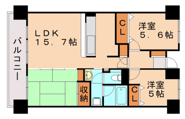 福岡市博多区吉塚のマンションの間取り