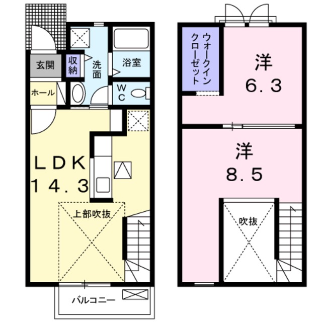 岸和田市土生町のアパートの間取り