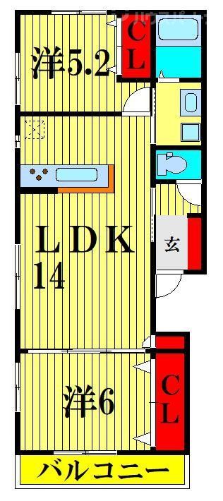 流山市おおたかの森北のアパートの間取り