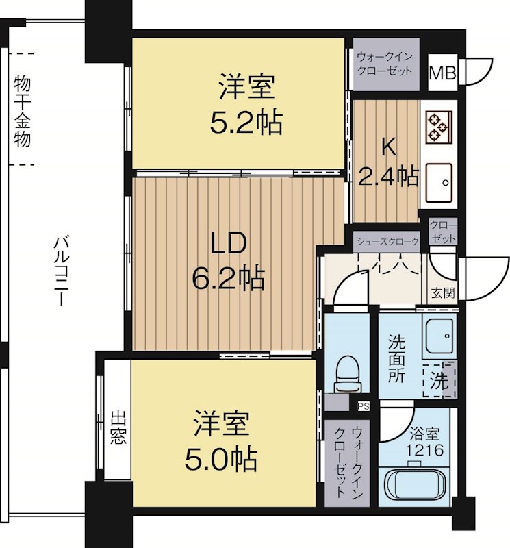 福岡市博多区元町のマンションの間取り