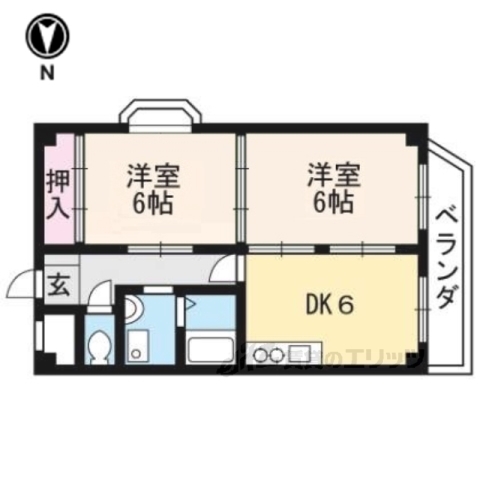 京都市右京区嵯峨明星町のマンションの間取り