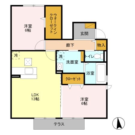 太田市南矢島町のアパートの間取り