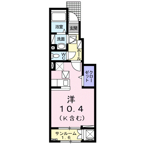 サンヒルズ　Ａ　1Ｒの間取り