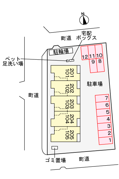 【加古郡稲美町国岡のアパートの駐車場】