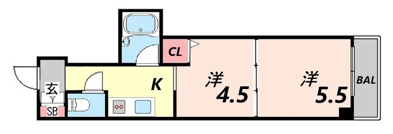 神戸市中央区下山手通のマンションの間取り