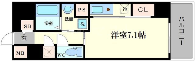 地下鉄谷町線 谷町六丁目駅 徒歩7分 9階建 築21年の間取り写真