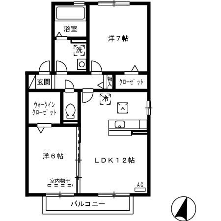 福山市高西町南のアパートの間取り