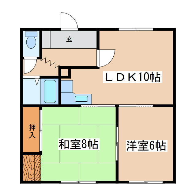 釧路市花園町のアパートの間取り