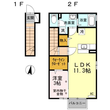 福島市南沢又のアパートの間取り