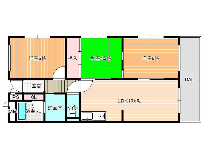 柏原市大正のマンションの間取り