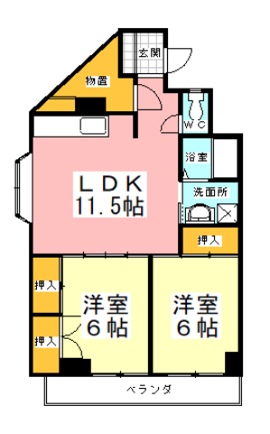 山形市宮町のマンションの間取り