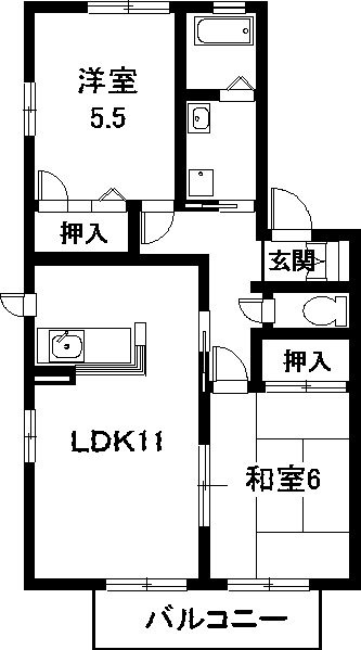 愛知郡東郷町三ツ池のアパートの間取り