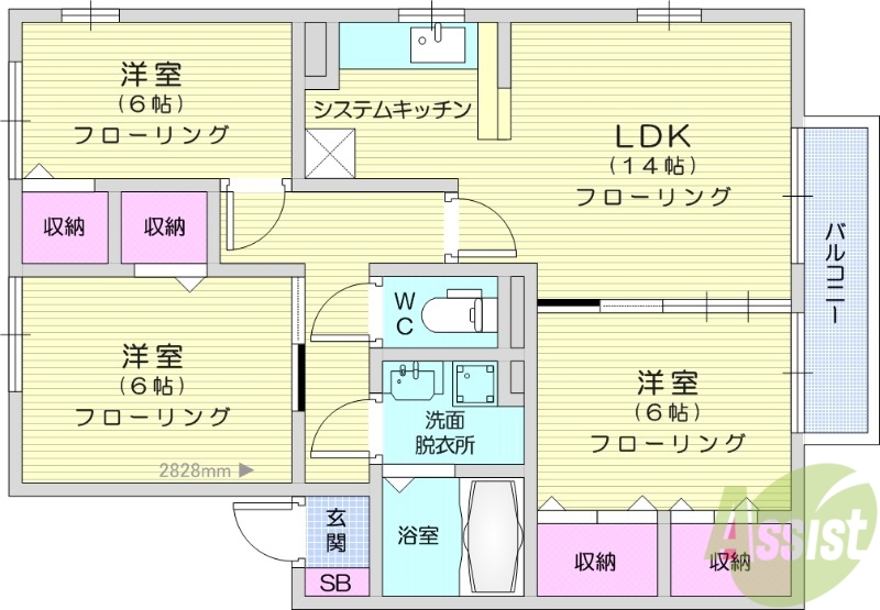 名取市杜せきのしたのアパートの間取り