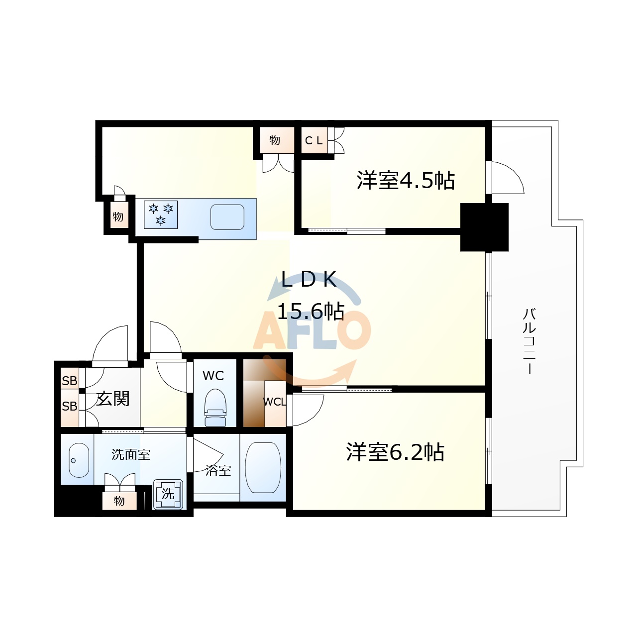 大阪市西区南堀江のマンションの間取り