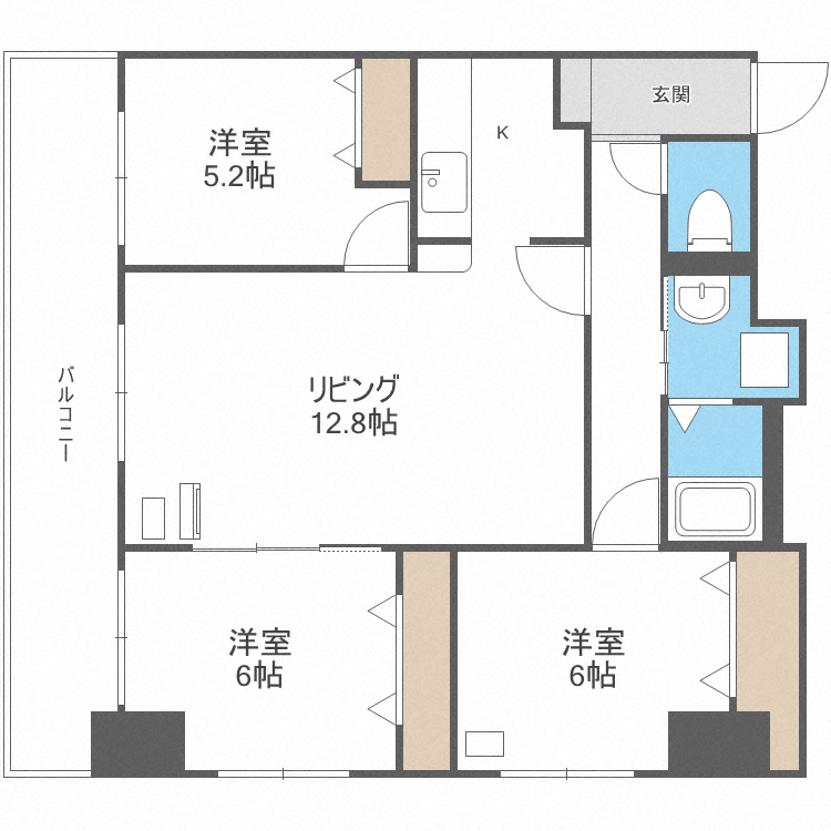 札幌市中央区北七条西のマンションの間取り