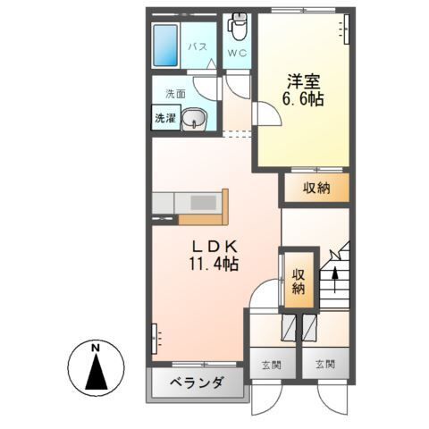 鹿沼市御成橋町のアパートの間取り