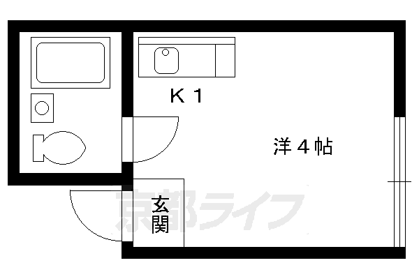 京都市左京区下鴨貴船町のマンションの間取り