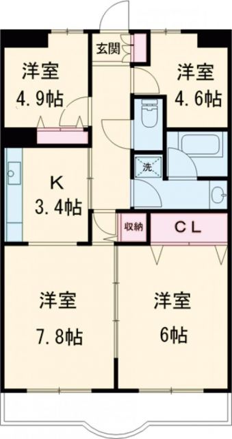 足立区西綾瀬のマンションの間取り