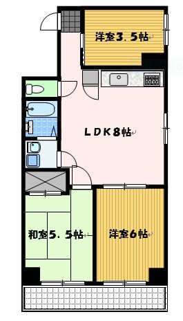 長崎市大黒町のマンションの間取り