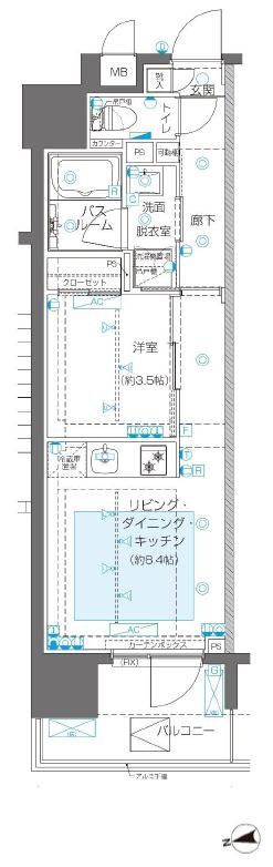 新宿区新宿のマンションの間取り