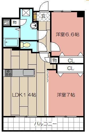 ニューリバー三萩野の間取り