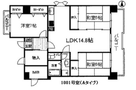 【広島市南区宇品西のマンションの間取り】