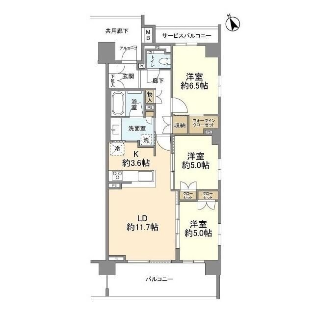 横浜市青葉区新石川のマンションの間取り