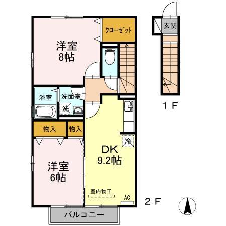 呉市焼山北のアパートの間取り