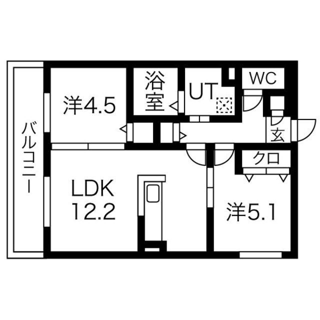 京都市右京区山ノ内山ノ下町のアパートの間取り