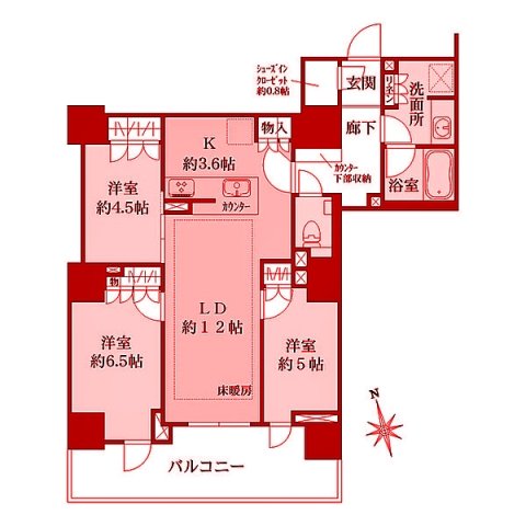 横浜市戸塚区戸塚町のマンションの間取り