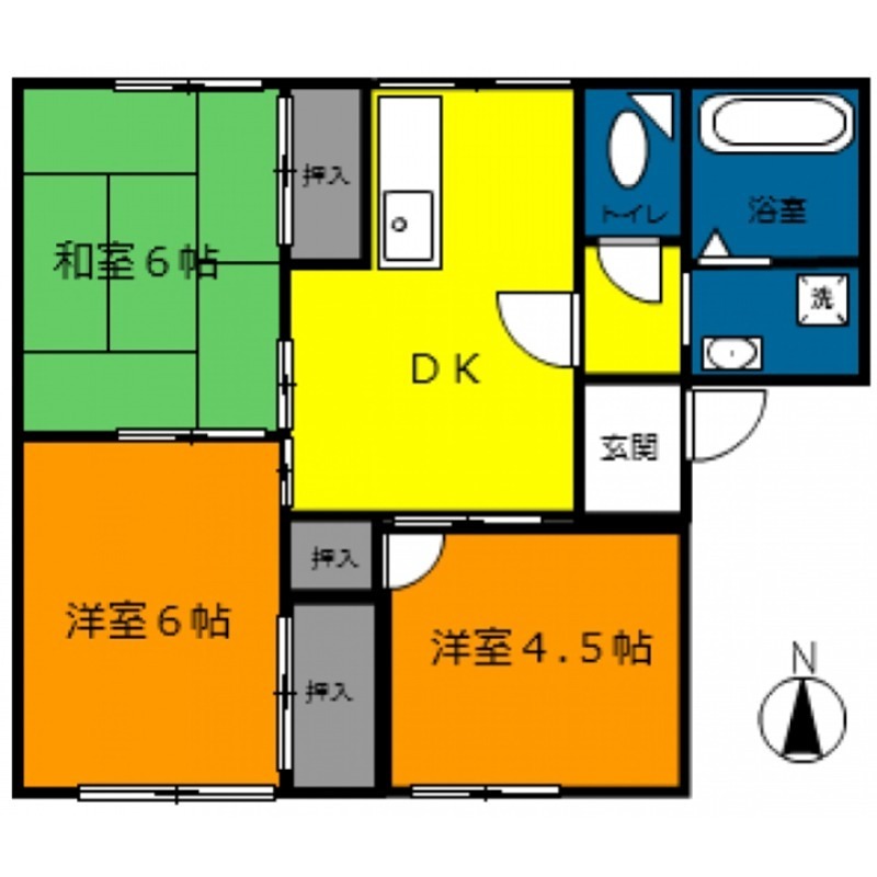 厚木市下荻野のアパートの間取り