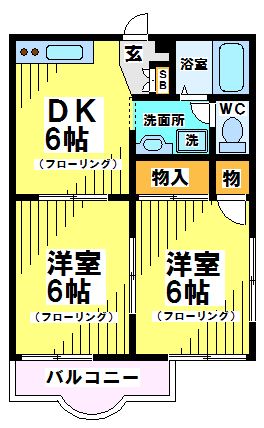 京王線 府中駅 徒歩15分 2階建 築34年の間取り写真