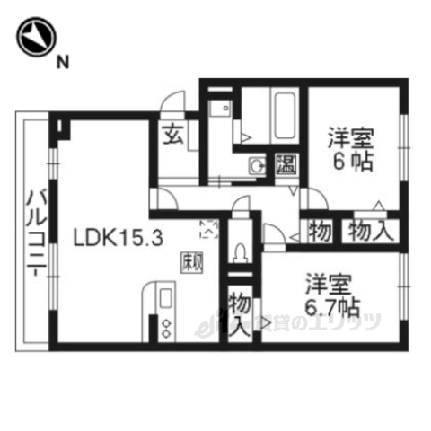 木津川市州見台のアパートの間取り