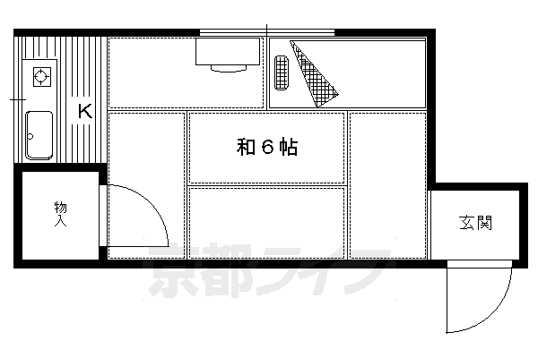 京都市左京区吉田神楽岡町のアパートの間取り