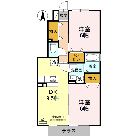 ジュネス一本木　Ａ棟の間取り