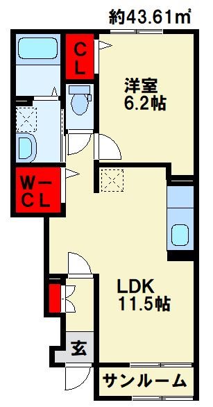 アーバンコート南行橋　B棟の間取り