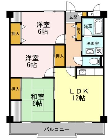 ハイツ飯泉　Ａ棟の間取り