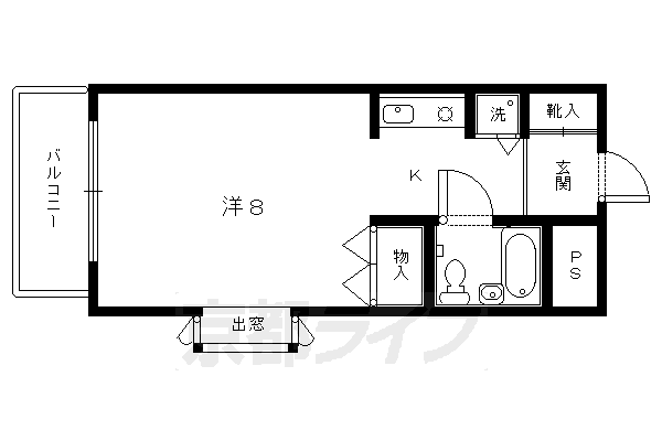 京都市左京区岩倉忠在地町のマンションの間取り