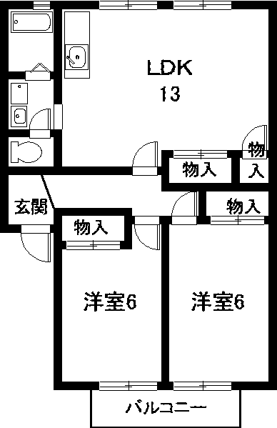 知多市西巽が丘のアパートの間取り