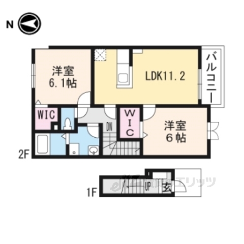 甲賀市甲南町野田のアパートの間取り