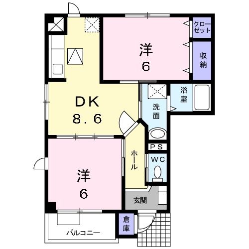 八戸市石堂のアパートの間取り