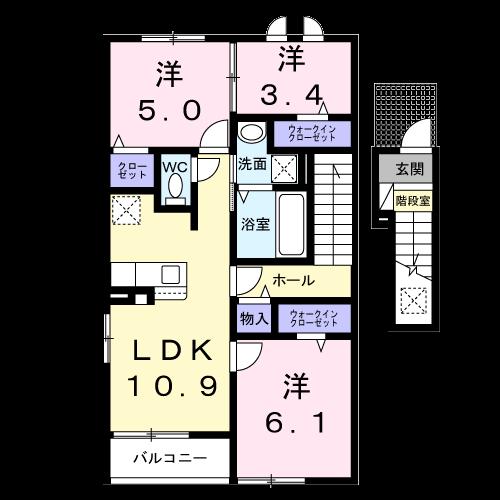 【（仮称）西郷村米アパートＢの間取り】