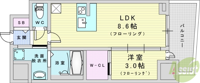 吹田市江坂町のマンションの間取り