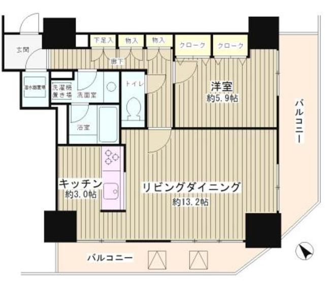 目黒区下目黒のマンションの間取り